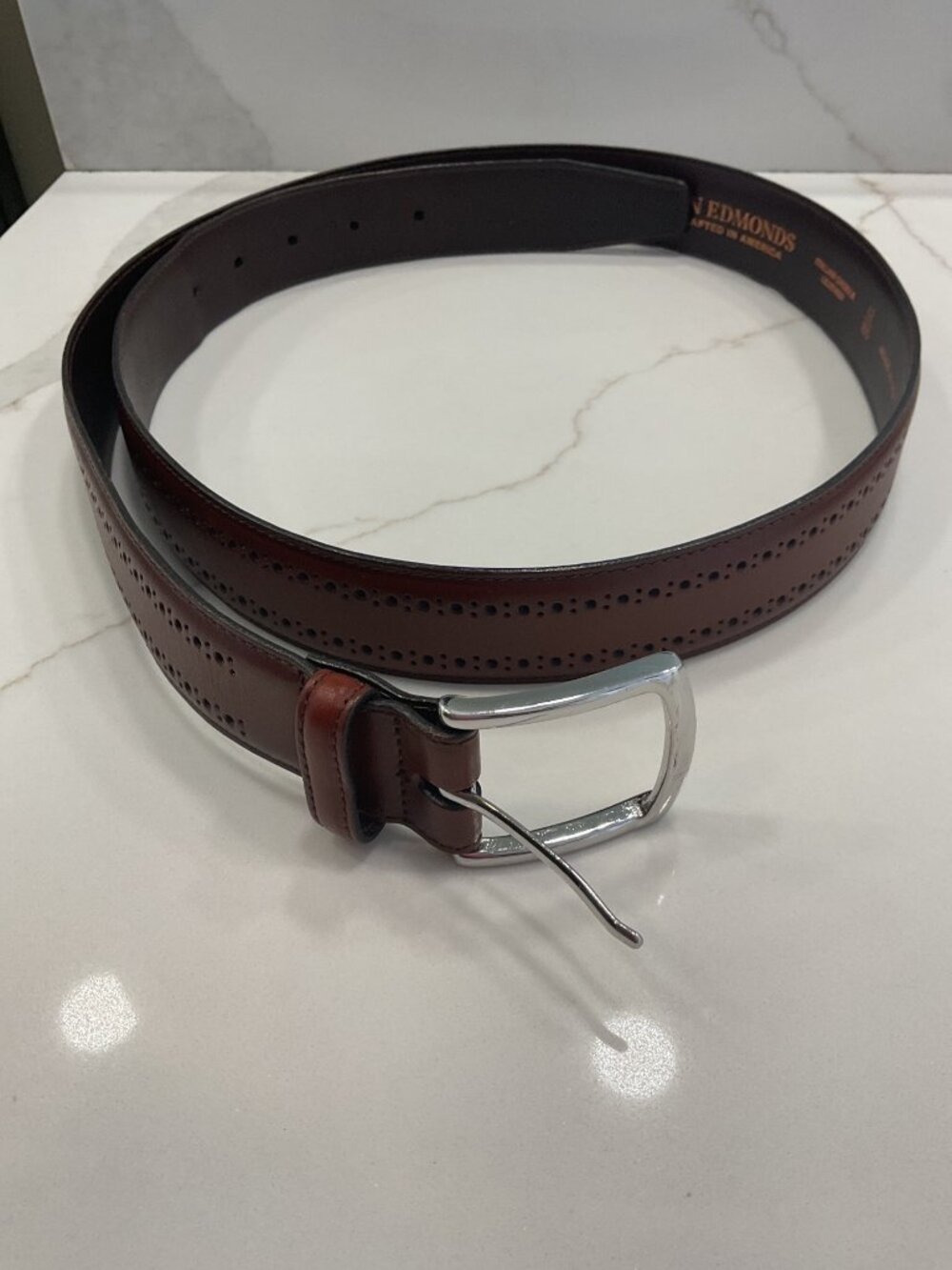 Allen Edmonds Dress Belt Deep Brown Size 42 Leather Made USA